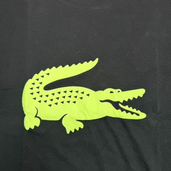 Lacoste Sport Shirt Mens XLT Black Big Green Crocodile Logo Tee Short Sleeve - Picture 3 of 13